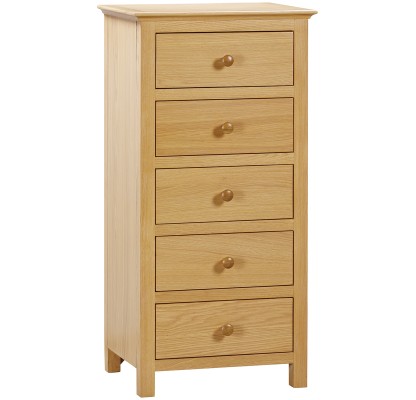 Moreton Oak 5 Drawer Tall Chest